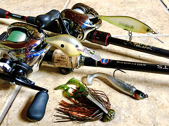 My best lures were (from top to bottom) a Rapala Shadow Shad and DT-6, Hildebrandt Drum Roller, and a 3/4 oz. football jig with Yamamoto Twin Tail trailer.