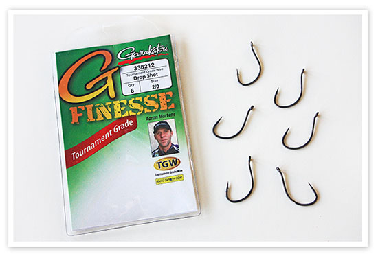 Aaron Martens designed this drop shot hook for Gamakatsu's new "G Finnese" hook lineup. He says it has made a big difference in successfully hooking those bass that respond to his drop shot presentations.