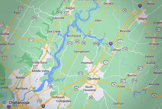 Chickamauga is a large, riverine reservoir, fed by the Hiawassee and Tennessee Rivers.