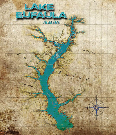 Spanning more than 70 miles north to south, Lake Eufaula helps form the border between Alabama and Georgia.