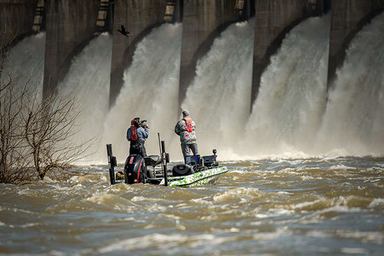 Wilson Dam's flood gates pumping immeasurable amounts of water into Pickwick Reservoir.