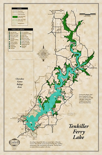 Lake Tenkiller is typical of other highland reservoirs. It's made up of various types of rock with some wood and almost no vegetation.
