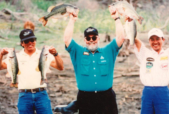 Gary Yamamoto, Jerry "Bubba" Puckett, and Hirokazu Kawabe (of Gary Japan)&nbsp;fishing for largemouth down in Mexico.