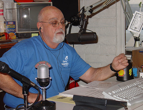 Bubba "on the horn" at the local radio station.Photo courtesy of Marc Marcantonio