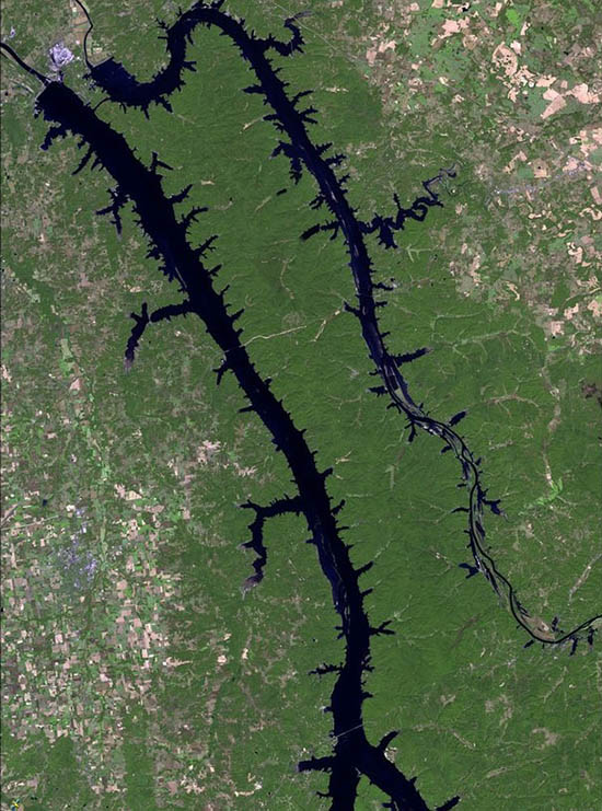 This satellite view reveals how expansive the "Twin Lakes" truly are.