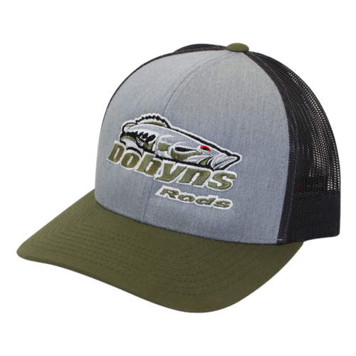 Dobyns Hat Gray w/black mesh, olive green logo