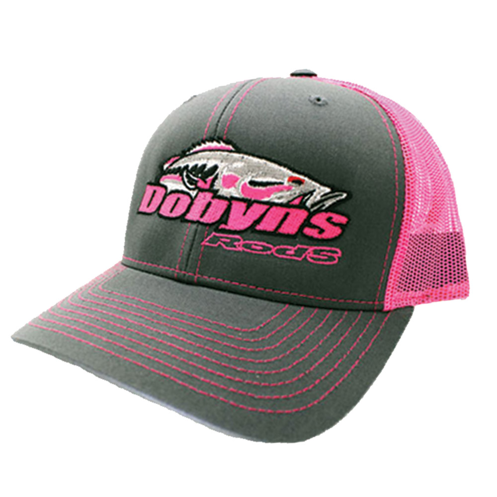 Dobyns Hat Gray w/pink mesh, pink logo