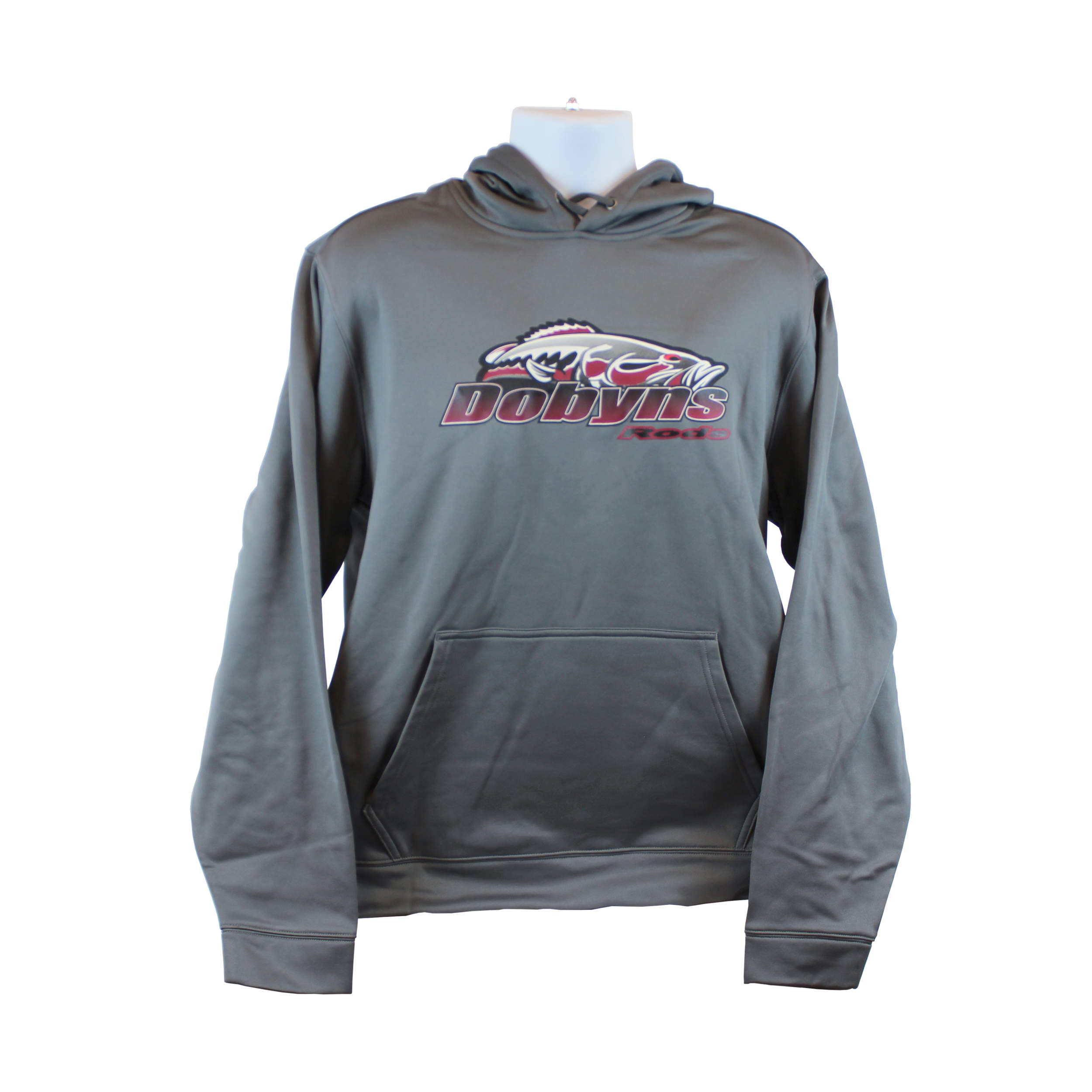 Dobyns Polyester Hoodie-Gray with Maroon logo